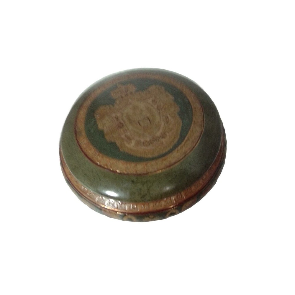 Accent Round Olive Green/ Brown Lidded Porcelain Decor Trinket/ Jewelry Box